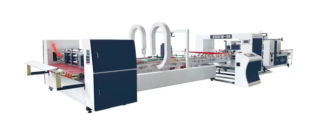 Full automatic carton folder gluer and stitcher machine